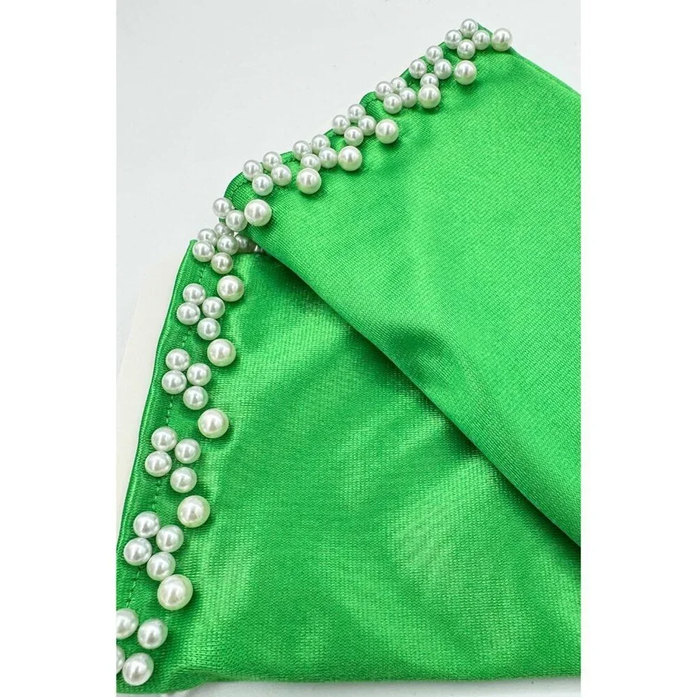 Women's Elegant Green Floral Short Lace Wrist Gloves Bridal Dinner Party Prom